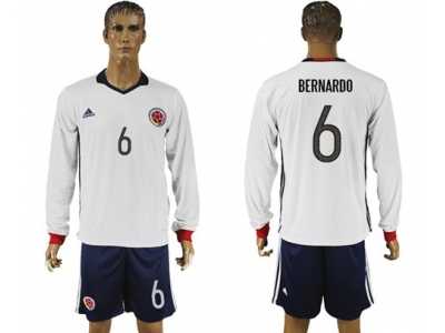 Colombia #6 Bernardo Away Long Sleeves Soccer Country Jersey