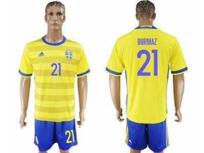 Sweden #21 Durmaz Home Soccer Country Jersey