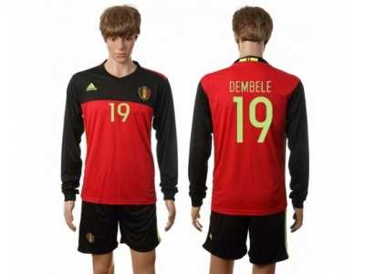 Belgium #19 Dembele Red Home Long Sleeves Soccer Country Jersey