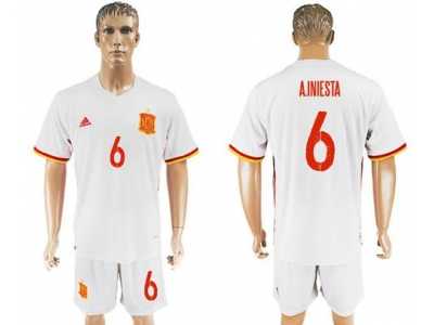 Spain #6 A.Iniesta Away Soccer Country Jersey