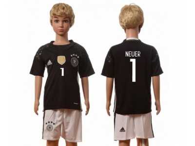 Germany #1 Neure Goalkeeper Kid Soccer Country Jersey