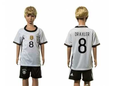 Germany #8 Draxler White Home Kid Soccer Country Jersey