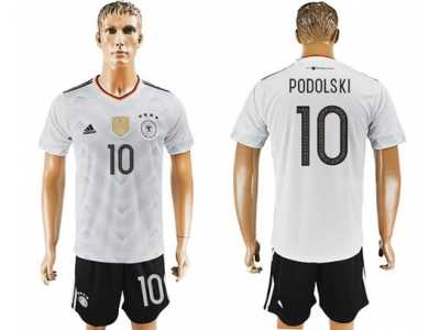 Germany #10 Podolski White Home Soccer Country Jersey