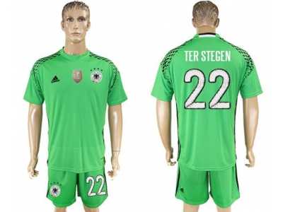 Germany #22 Ter Stegen Green Goalkeeper Soccer Country Jersey