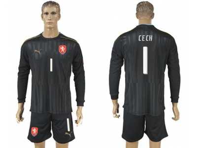 Czech #1 Cech Black Long Sleeves Goalkeeper Soccer Country Jersey