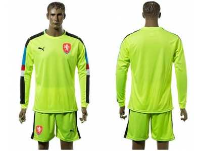 Czech Blank Shiny Green Goalkeeper Long Sleeves Soccer Country Jersey