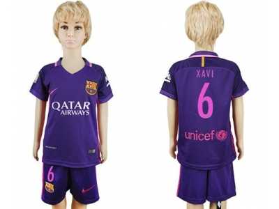 Barcelona #6 Xavi Away Kid Soccer Club Jersey