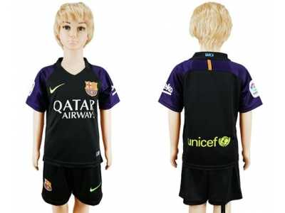 Barcelona Blank Black Goalkeeper Kid Soccer Club Jersey