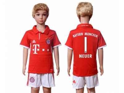 Bayern Munchen #1 Neuer Home Kid Soccer Club Jersey