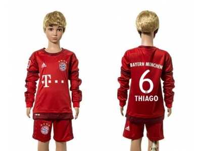 Bayern Munchen #6 Thiago Home Long Sleeves Kid Soccer Club Jersey