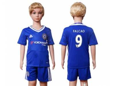 Chelsea #9 Falcao Blue Home Kid Soccer Club Jersey