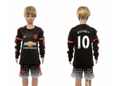 Manchester United #10 Rooney SEC Away Long Sleeves Kid Soccer Club Jersey