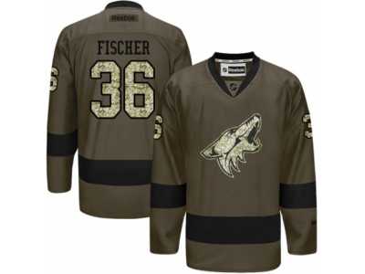 Men's Reebok Arizona Coyotes #36 Christian Fischer Authentic Green Salute to Service NHL Jersey