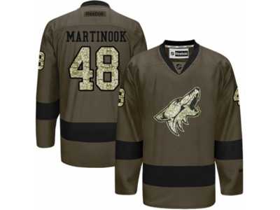 Men\'s Reebok Arizona Coyotes #48 Jordan Martinook Authentic Green Salute to Service NHL Jersey