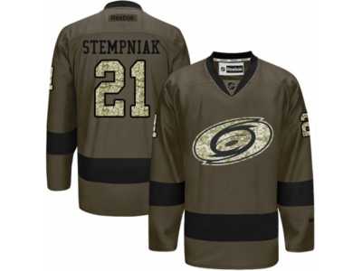 Men's Reebok Carolina Hurricanes #21 Lee Stempniak Authentic Green Salute to Service NHL Jersey
