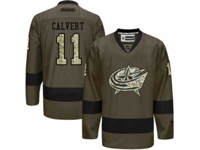 Men's Reebok Columbus Blue Jackets #11 Matt Calvert Authentic Green Salute to Service NHL Jersey