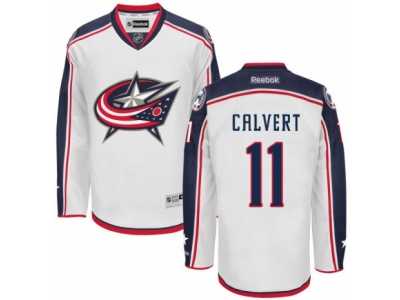 Men's Reebok Columbus Blue Jackets #11 Matt Calvert Authentic White Away NHL Jersey
