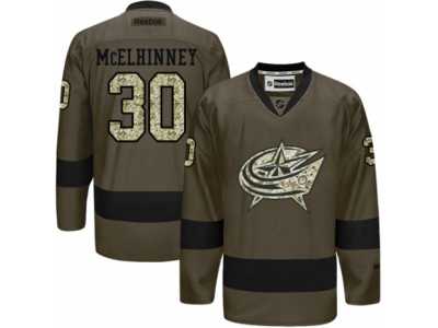 Men's Reebok Columbus Blue Jackets #30 Curtis McElhinney Authentic Green Salute to Service NHL Jersey