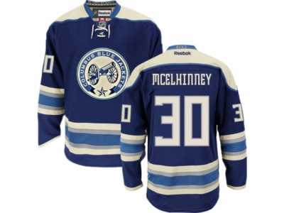 Men's Reebok Columbus Blue Jackets #30 Curtis McElhinney Authentic Navy Blue Third NHL Jersey