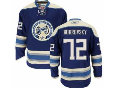 Men's Reebok Columbus Blue Jackets #72 Sergei Bobrovsky Premier Navy Blue Third NHL Jersey