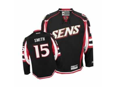 Men's Reebok Ottawa Senators #15 Zack Smith Authentic Black Third NHL Jersey