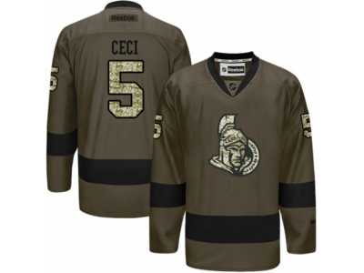 Men's Reebok Ottawa Senators #5 Cody Ceci Authentic Green Salute to Service NHL Jersey