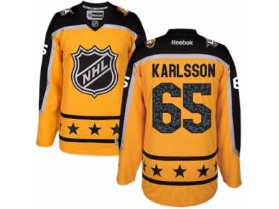 Men's Reebok Ottawa Senators #65 Erik Karlsson Authentic Yellow Atlantic Division 2017 All-Star NHL Jersey
