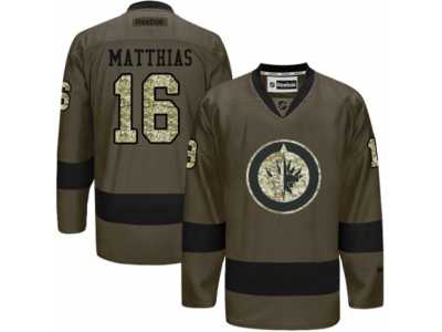 Men's Reebok Winnipeg Jets #16 Shawn Matthias Authentic Green Salute to Service NHL Jersey
