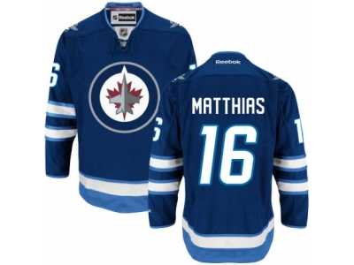 Men's Reebok Winnipeg Jets #16 Shawn Matthias Authentic Navy Blue Home NHL Jersey