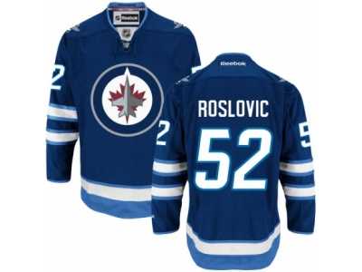 Men's Reebok Winnipeg Jets #52 Jack Roslovic Authentic Navy Blue Home NHL Jersey