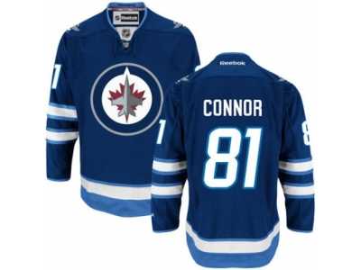 Men's Reebok Winnipeg Jets #81 Kyle Connor Authentic Navy Blue Home NHL Jersey