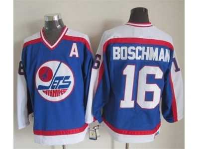 NHL Winnipeg-Jets #16 Laurie Boschman Blue White CCM Throwback Stitched jerseys