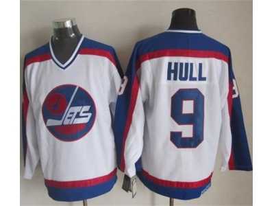 NHL Winnipeg-Jets #9 Bobby Hull White Blue CCM Throwback Stitched jerseys
