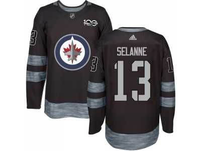 Winnipeg Jets #13 Teemu Selanne Black 1917-2017 100th Anniversary Stitched NHL Jersey