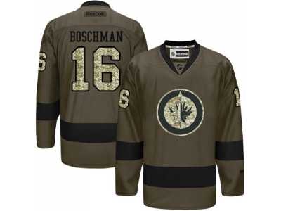 Winnipeg Jets #16 Laurie Boschman Green Salute to Service Stitched NHL Jersey