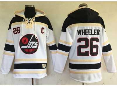 Men's Winnipeg Jets #26 Blake Wheeler White Sawyer Hooded Sweatshirt Stitched NHL Jersey