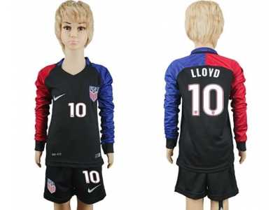 USA #10 LLOYD Away Long Sleeves Kid Soccer Country Jersey