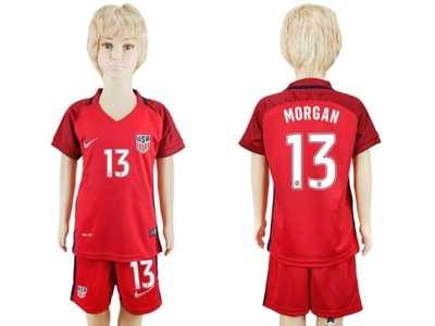 USA #13 Morgan Away Kid Soccer Country Jersey