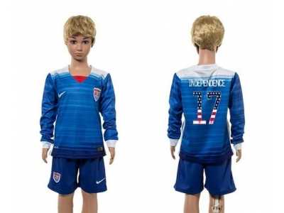 USA #17 Independence Independence Day Away Long Sleeves Kid Soccer Country Jersey