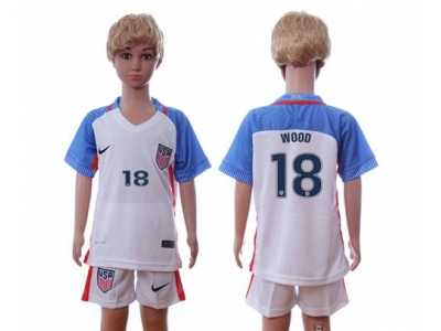 USA #18 Wood Home Kid Soccer Country Jersey