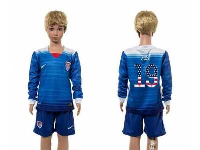 USA #19 Zusi Independence Day Away Long Sleeves Kid Soccer Country Jersey