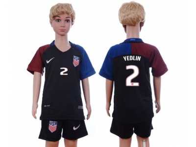 USA #2 Yedlin Away Kid Soccer Country Jersey