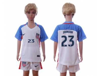 USA #23 Johnson Home Kid Soccer Country Jersey