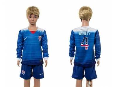 USA #4 Bradley Independence Day Away Long Sleeves Kid Soccer Country Jersey