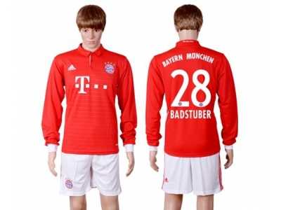 Bayern Munchen #28 Badstuber Home Long Sleeves Soccer Club Jersey