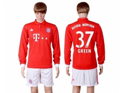 Bayern Munchen #37 Green Home Long Sleeves Soccer Club Jersey