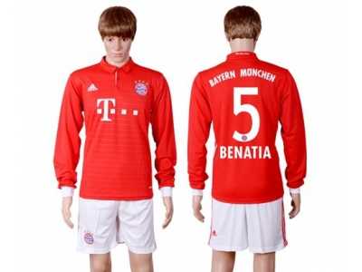 Bayern Munchen #5 Benatia Home Long Sleeves Soccer Club Jersey