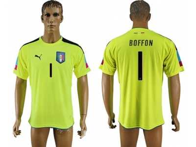 Italy #1 Boffon Shiny Green Goalkeeper Soccer Country Jersey