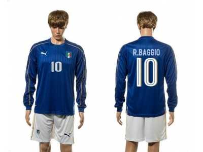 Italy #10 R.Baggio Blue Home Long Sleeves Soccer Country Jersey