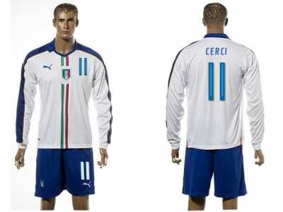 Italy #11 Cerci White Away Long Sleeves Soccer Country Jersey